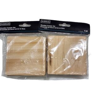 ArtMinds Wood Coaster Set Crafting gifts Art (2) 4pk paint decoupage personalize
